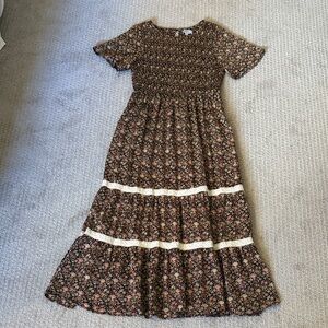 Polagram Multicolor Floral Smocked Dress